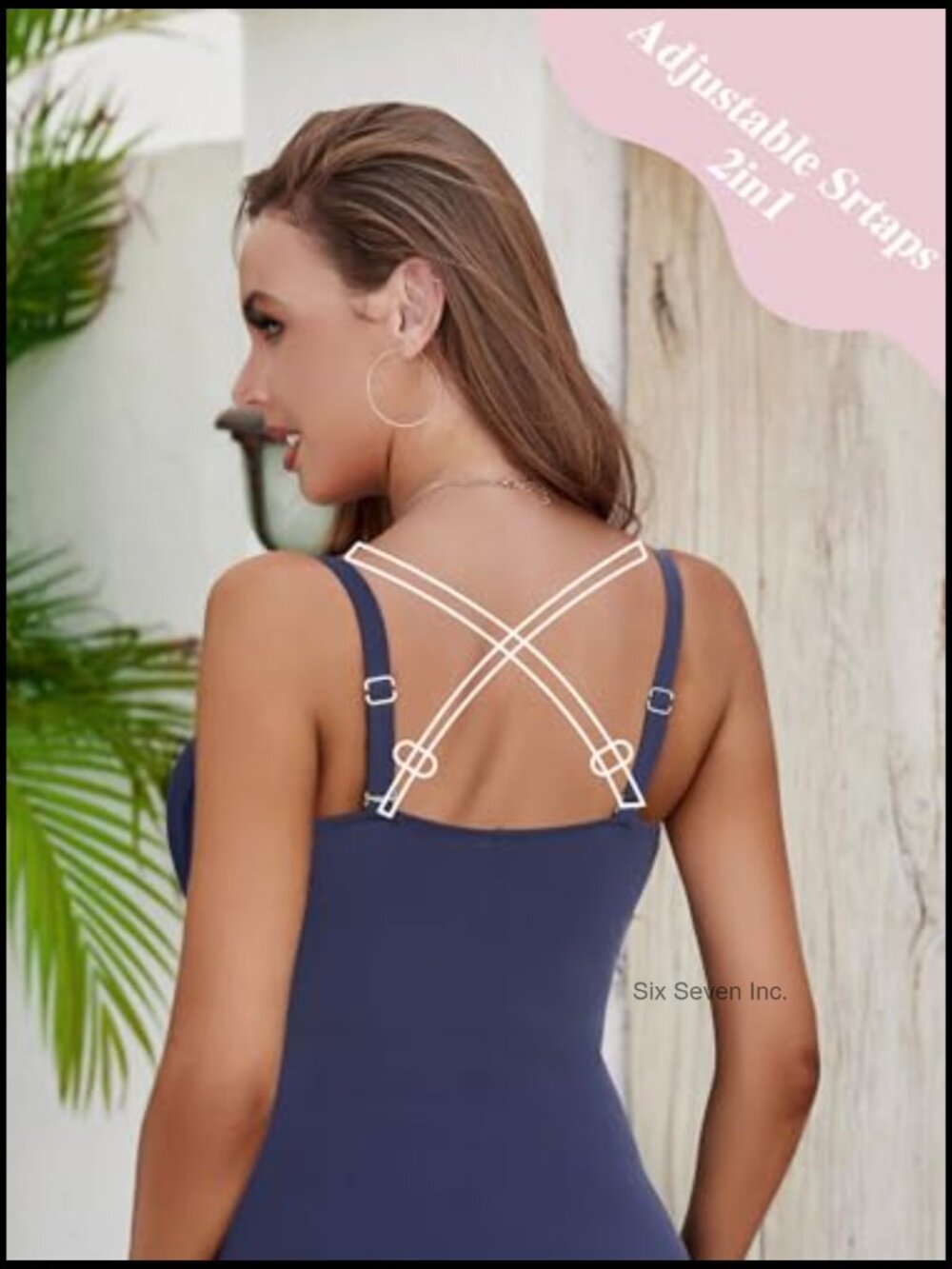 Tummy Control Ruched One Piece Swimsuit Adjustable Straps - Picture 4 of 7